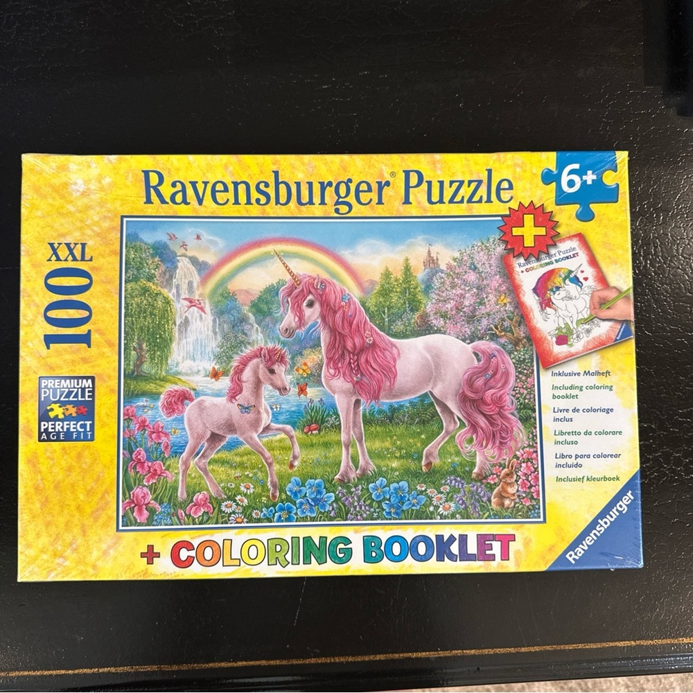 Ravensburger 100 XXL Unicorns Puzzle Plus Coloring Booklet NEW Shrink Wrapped